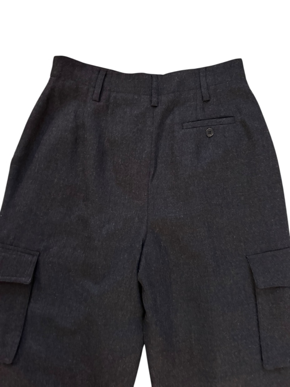 SOLD Lauren Ralph Lauren High Rise Wide Leg Cargo Pants 10 Gray Wool 32” VTG USA - Picture 5 of 7